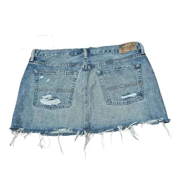 Ralph Lauren Denim & Supply Tillary Blue Denim Mini Skirt Distressed Size 30 - Picture 2 of 12